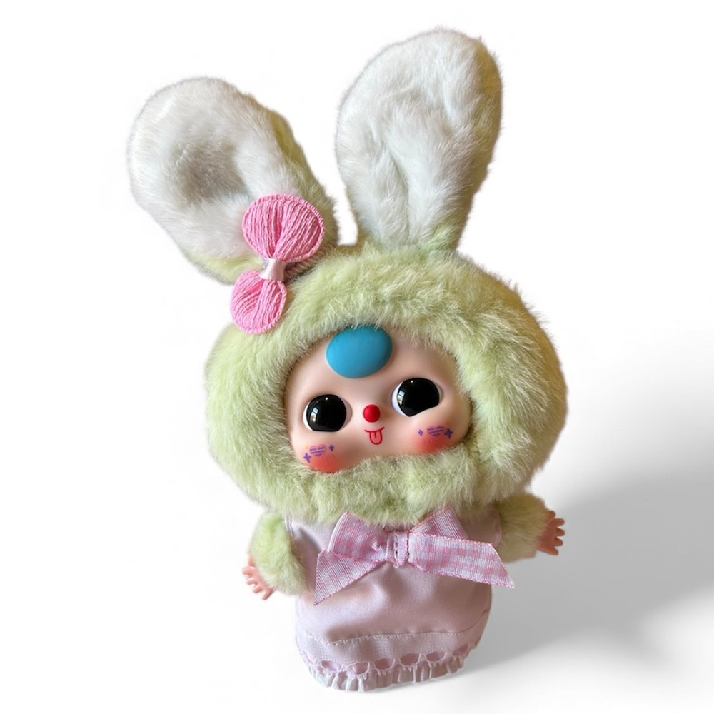 Baby Three Macaron Cute Bunny Vinyl Plush Pendant, Light Green Bunny